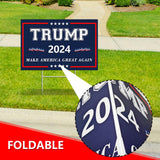 Trump Yard Signs 2024, 24x18In Trump Yard Signs Make America Great Again Foldable Double-Side Campaign Sign With H-Stakes Placard Voted Trump Triggering Outdoor Garden Lawn Parade Handheld Rally Decor