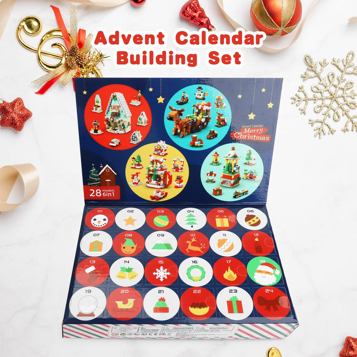 AEROQUEST Advent Calendar 2023 - Toy Building Sets for Christmas Holiday Countdown Building Block Sets for kids Toy Gift Idea to Adventure with Daily Collectible Surprises(Christmas Sleigh)