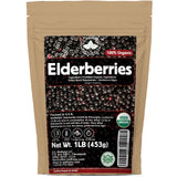 Elderberries – 1lb (REAL WILD HARVEST) | 100% USDA Certified ORGANIC | Bulk Black Dried Elderberry | For Making Elder Syrup, Gummies, Tea - Raw Vegan Sambucus Nigra