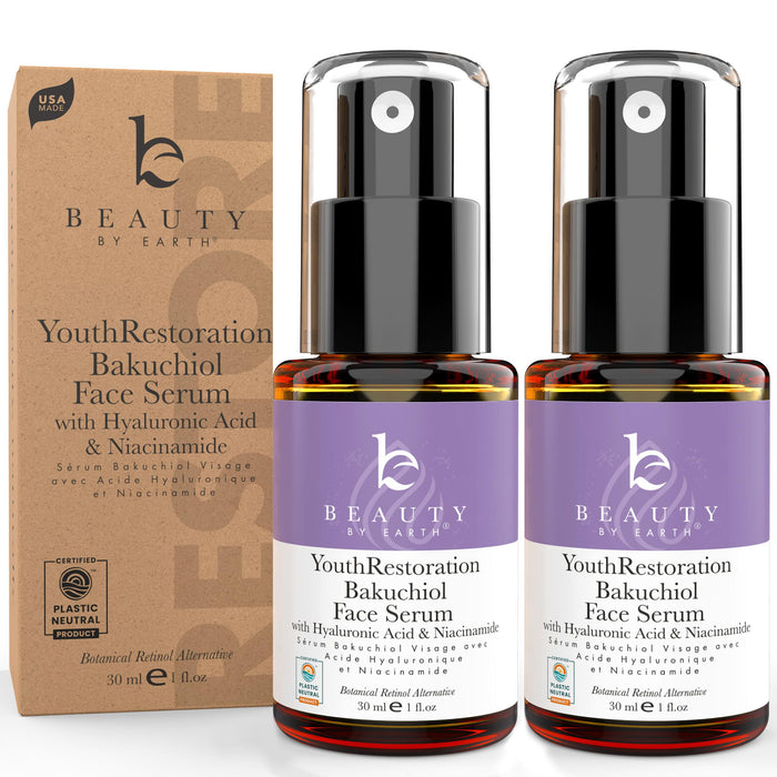 Face Serum - Bakuchiol Plant Based Alternate Retinol Serum for Face Anti Aging Serum with Hyaluronic Acid & Niacinamide Brightening Serum, Bakuchiol Serum, Anti Wrinkle Serum for Face (2 Fl Oz)