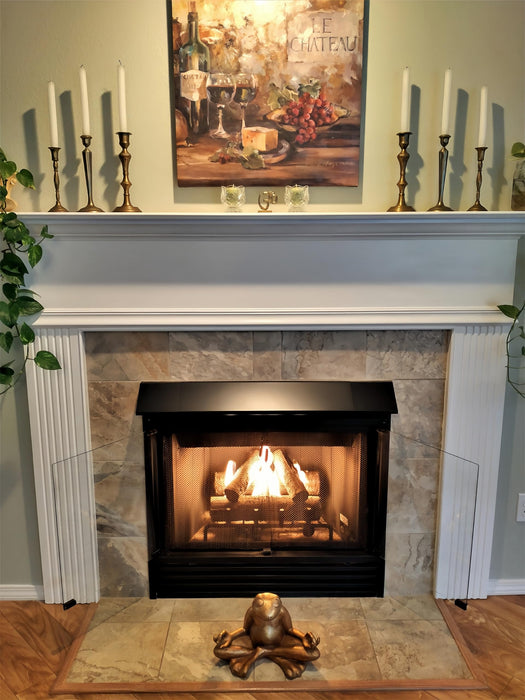 Americangaslogs Black Adjustable Fireplace Hood for 28 to 48" Harmony Burners Fireplace Hood Heat Shield （Patent Applied）