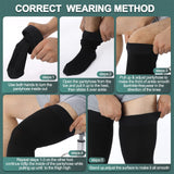 Zhanmai Thigh High Compression Socks 20-30 Mmhg Compression Stockings Thigh High Socks for Men Swelling (Black, 3XL)
