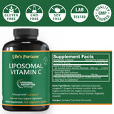 Life's Fortune Liposomal Vitamin C 2100 mg, Fast Acting Absorption, Higher Bioavailability Supporting Immune System, High Antioxidant Supplement Formula – Collagen Booster – 180 Capsules