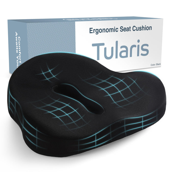 XL Pressure Relief Seat Cushion - Memory Foam Home, Car & Office Chair Cushion for Long Sitting Butt Pillow Tailbone Pain Relief Coccyx Sciatica Pillow for Hip & Back Pain