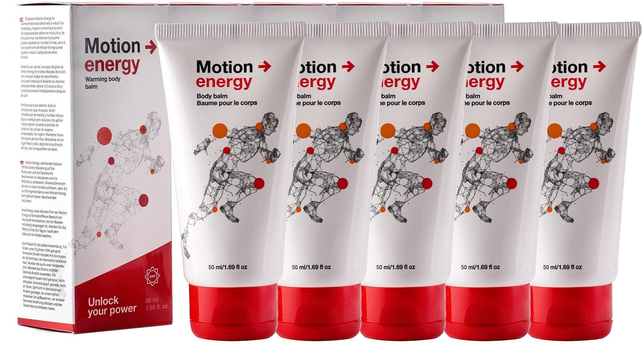 Motion Energy - Body Balm | Eucalyptus, Rosemary, Cinnamon Essential Oils & Ginger | 50 ml | 5 Pack