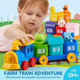 Learning Toy for Toddlers 1 2 3 Years Old, Counting, Matching & Sorting Montessori Learning Farm Train Including 9 Farm Animals and 1 Farmer, Christmas Birthday Gift for Baby Boys Girls