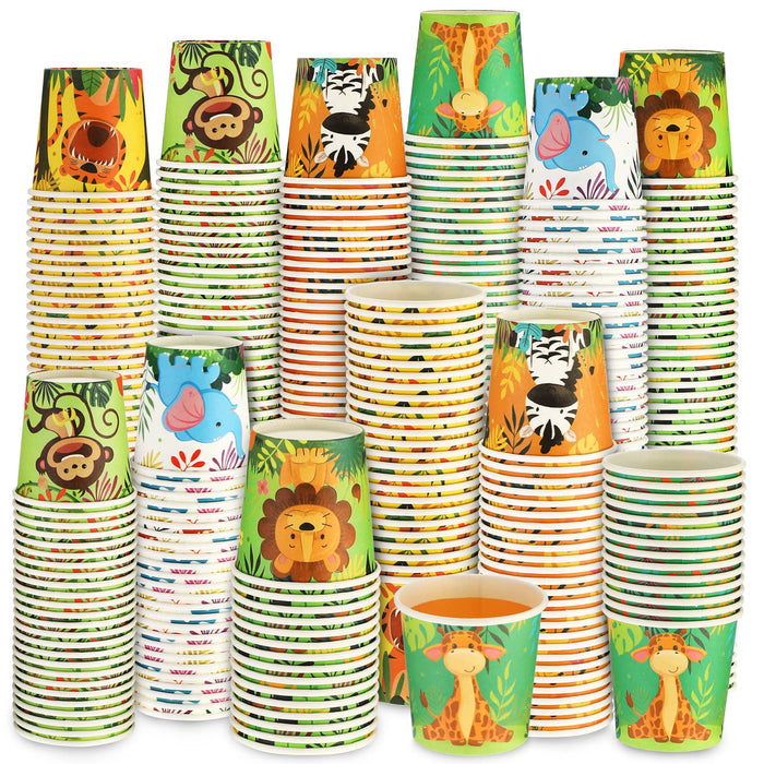 Amyhill 300 Pack 5 oz Cups for Kids Animals Paper Cups Disposable Cups Small Bathroom Cups Mini Mouthwash Cup Bulk for Christmas Party, Picnic(Animal)