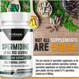 Probase Nutrition Spermidine (10mg of 99% Spermidine 3HCL - Third Party Tested) 120 Capsules - 100x More Potent Than Wheat Germ Extract, Telomere Health and Aging 120-Day Supply - As efficient as NMN