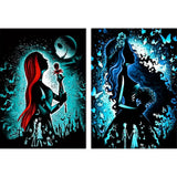 KICHANG 2 Pcs 5D Halloween Diamond Painting Kits for Adults-Nightmare Before Christmas Jack and Sally Diamond Painting Diamond Art Round Full Drill Diamonds for Home Wall Decor DIY Gift-12x16inch