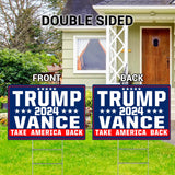 Shmbada Trump Vance 2024 Take America Back Yard Sign with Metal Stake - 20 x 14 Inch Double Sided Outdoor Decorative Trump Signs for Garden Yard Lawn House