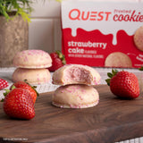 Quest Nutrition Frosted Cookies Twin Pack, Strawberry Cake, 1g Sugar, 10g Protein, 2g Net Carbs, Gluten Free, 16 Cookies