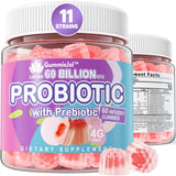 Sugar Free Probiotic Gummies 60 Billion CFU 11 Strains with Prebiotics Fiber, Probiotics Filled Gummies for Women Men Digestive Health, Peach Flavor, Supports Constipation, Diarrhea, Gas & Bloating