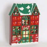 PIONEER-EFFORT Christmas Wooden Advent Calendar House 2023 with Drawers and Led Lights, Reusable Advent Calendars, Countdown to Christmas Decoration to Fill Small Gifts, Candy (red)