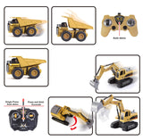 JOYIN 2 PCS Remote Control Construction Vehicle Toy Set, Friction-Powered RC Excavator & RC Dump Truck with Lights and Sounds for Imaginative Play, Birthday Gifts for Toddlers Boys Girls