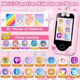 Kids Smart Phone for Girls Toys, Gifts for 3-10 Year Old Girl Boy Christmas Birthday Kids Toys, 2.8" Touchscreen Toddler Learning Cell Toy Phone with Dual Camera, Game, Music Player, 8G SD Card (Pink)