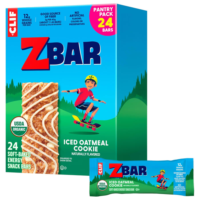 Zbar, Iced Oatmeal Cookie, Soft-Baked Energy Snack Bars, Non-GMO, 12g Whole Grains, USDA Organic Granola Bars, Snacks for Kids (24 Pack)