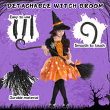 Halloween Witch Costume for Girls, Light Up Witch Dress with Hat and Broom, Toddler Witch Costumes for Role-Play Party (Orange 3-4T) over 2 years