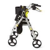 Medline Premium Empower Rollator Walker with Seat, Folding Rolling Walker with 8-inch Wheels, Silver