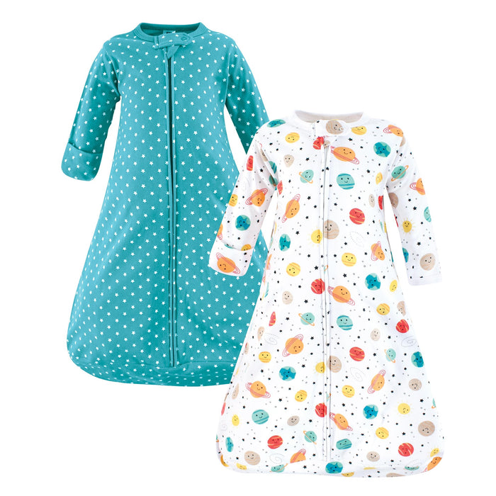 Hudson Baby Unisex Baby Cotton Long-Sleeve Wearable Sleeping Bag, Sack, Blanket, Happy Planets, 3-9 Months