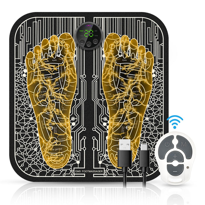 EMS Foot Stimulator - EMS Foot Massage Mat for Neuropathy feet Massager with Remote Control for Improved Muscle Performance and Fatigue Relief (Black)