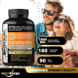 NutriPeeps Liposomal Vitamin C 1600mg, 180 Capsules, Ultra Max Absorption, Fat Soluble VIT C Pills, Immune System Support, Collagen Booster, Antioxidant, Non-GMO, Vegan Pills