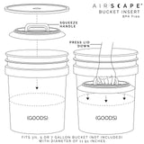 Airscape Bucket Insert Airtight Lid - Bulk Dry Storage - Unique Nitro Flush Port and Degassing Valve for Versatility - Preserve Food Freshness - Fits Most 3, 5, and 7 Gallon Buckets - Single