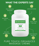 BIOTONE Pure Touch Organics Massage Crème, True Organic Massage, Rich Texture, Silky Glide, Soothing Ingredients, Healing Botanicals - 7 Ounce