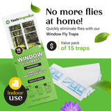 Fly Trap Indoor or Outdoor Usage | Window Fly Traps are Clear & Transparent | Also for Moths, Gnats, Fruit Flies, Spiders and Ants | Easy to Use - Easy to Dispose | Pack of 30