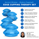 LURE Essentials Edge Cupping Therapy Set - Silicone Cupping Kit for Massage - 4 Cups for Cupping Therapy, Blue
