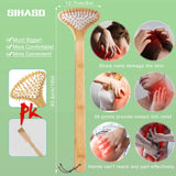SIHASO Large Curved Bamboo Back Scratcher - 59 Wooden Points Provide Instant Itch Relief, Curved Handle & Air Cushion, Easy to Reach Itch Point, Back Massager for Men Women Adults（White）