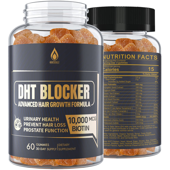 DHT Blocker Gummies Hair Growth Supplement, Super Potency Saw Palmetto & Biotin 10000 mcg for Women & Men, Plus 12 Proprietary Blend - Prevent Hair Loss, Blocking DHT Receptors, Hormonal Balance