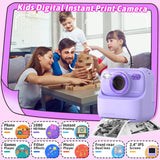 Upgrade Kids Camera Instant Print for Boys and Girls, 1080P HD Dual-Lens Selfie Digital Camera with Print Paper & 32G Card, Christmas Birthday Gifts Toys for Toddler and Teenagers Age 3-16 Years Old