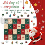 Advent Calendar 2024 Christmas Puzzles for Adults 1000 Pieces, Countdown Calendar Christmas Stamp Puzzle, 24 Days of Christmas Advent Calendar Vintage Holiday Jigsaw Puzzles