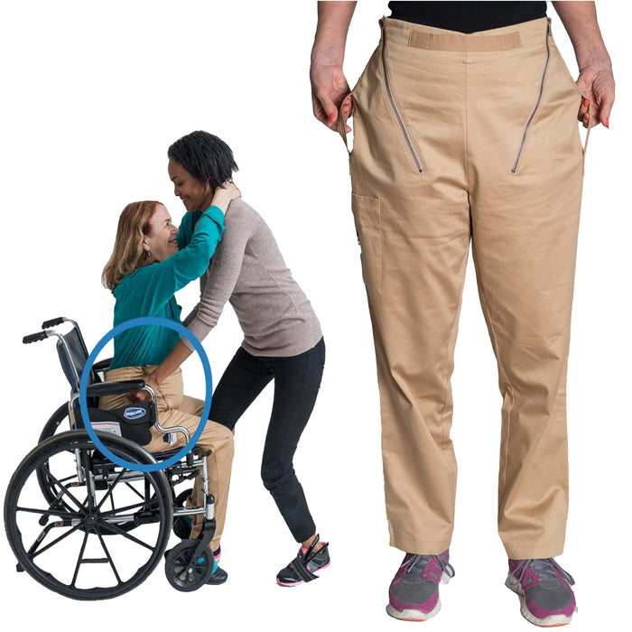 Transfer Pants - Standing Aid & Support for Transfering Disabled Wheelchair Patients Safely - Everyday Twill Chinos (as1, Numeric, Numeric_38, Numeric_40, Regular, Regular, Khaki)