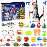 MOVINPE Cat Toys Advent Calendar 2023 Christmas, 24Pcs Interactive Kitten Toys Cat Collars Assortments Cat Feather Teaser, Catnip Fish, Mice, Balls and Bells Countdown Days to Christmas