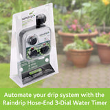 Raindrip R675CT Analog 3-Dial Water, Sprinkler Timer with Rain Delay for Drip Irrigation, Garden, Self-Watering