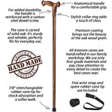 Asterom Walking Cane - Handmade Ergonomic, Canes for Men & Women - Wooden Cane, Walking Sticks for Seniors, Unique, Wood Canes (Caramel, 33 Inch)