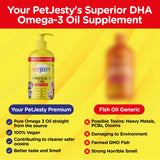 PetJesty Pure Vegan Omega 3 Oil for Dogs & Cats- Omega 3 Skin & Coat Support - Liquid Food Supplement for Pets - Natural EPA + DHA for Joint Function, Immune & Heart Health, Non Fish Oil Dog and Cat