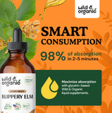 Wild & Organic Slippery Elm Liquid Drops - Lung Cleanse w/Slippery Elm Bark - Slippery Elm Drops for Respiratory Lung Health - Digestive Health w/Slippery Elm Extract - Slippery Elm Supplement - 4oz