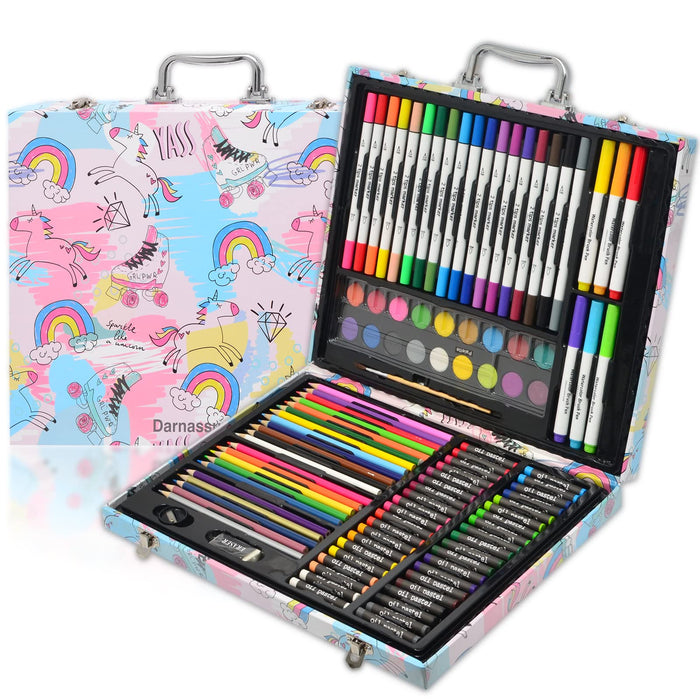 Darnassus 132-Piece Art Set, Deluxe Professional Color Set, Creating Gift Box, Art Set Crafts Drawing Painting Christmas Kit for Kids and Adult, Girls Boys