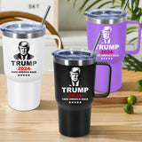 Icesip 20 oz Trump 2024 Mug Coffee with Lid and Handle, Donald Trump Merchandise, 20oz Stainless Steel Tumbler Travel Coffee Cup, Vacuum Insulated Mug for Hot and Cold Drinks, White 1 Pack