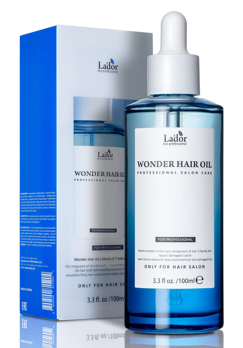 LA'DOR Wonder Hair Oil Anti Frizz Leave-In Lightweight Protein Coditioner - Squalane Argan Avocado Oil for Dry Static Damaged Bleached Hair Defrizz Heat Protectant Treatment 3.3 Fl Oz LADOR Korean