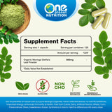 One Planet Nutrition Organic Moringa, 500mg Moringa Leaf Extract, Non-GMO, Gluten-Free Moringa Capsules, Rich in Vitamins and Minerals, Moringa Supplements - 120 Capsules