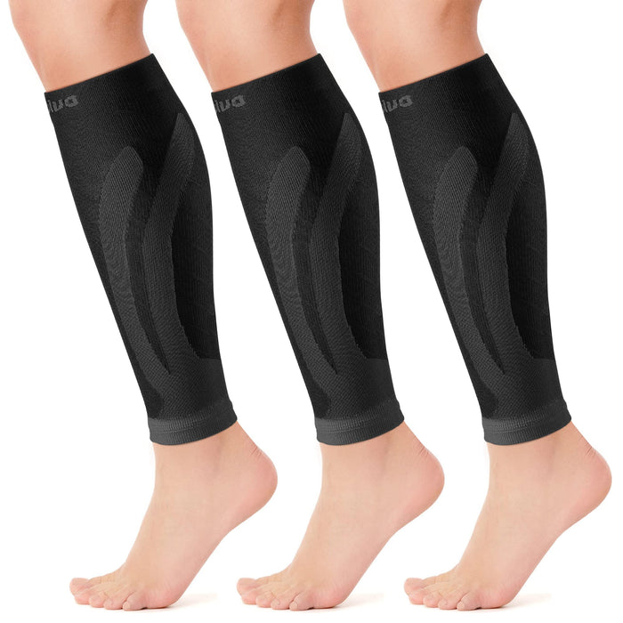 CAMBIVO 3 Pairs Calf Compression Sleeve for Women Men, Leg Support for Shin Splints, Varicose Vein (Black, XXX-Large)