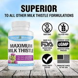 Natural Wellness Maximum Milk Thistle 240mg - 90 Caps Silybin Phytosome, Milk Thistle for Liver Detox