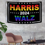 Kamala Harris Waltz 2024 Flags Lgbt Gay Pride RainBow Flag 3X5Ft Kamala Harris for President Flag Harris Tim Waltz for the people Flag for Yard Garden Decor