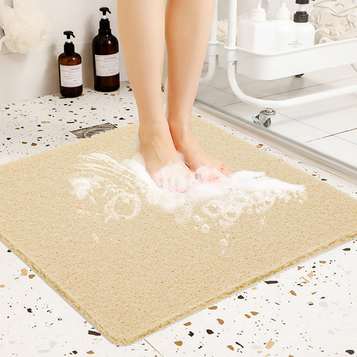 joyhalo Shower Mats for Showers Anti Slip for Elderly, 24'' x 24'' Non Slip Bath Mat for Inside Shower, Bath Tub Mats for Bathroom Non Slip for Shower, PVC Loofah Bathroom Mats, Beige