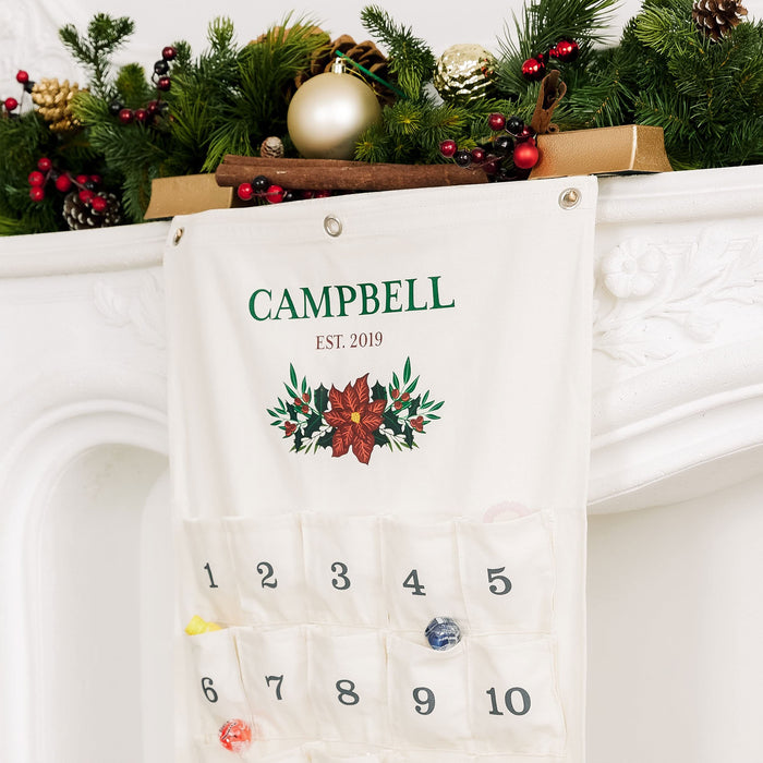 Weddingstar Customizable Reusable Fabric Christmas Advent Calendar - Poinsettia