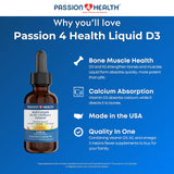 Passion 4 Health Organic Liquid Vitamin D3 (5000IU) + K2 (Mk-7) + Omega 3 Supplement - Support for Healthy Bones and Muscles (1)