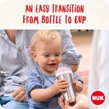 NUK Active Cup Toddler's Drinking Bottle, 12+ Months, Stainless Steel, Leak-Proof, Anti-Colic, BPA-Free, 215 ml, Blue